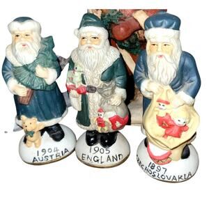 A Trio of Around the World~ Thru The Years Old World Ceramic Father Christmas